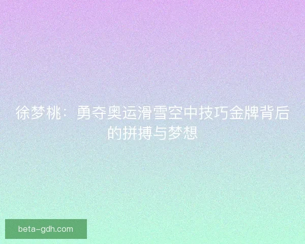 徐梦桃：勇夺奥运滑雪空中技巧金牌背后的拼搏与梦想