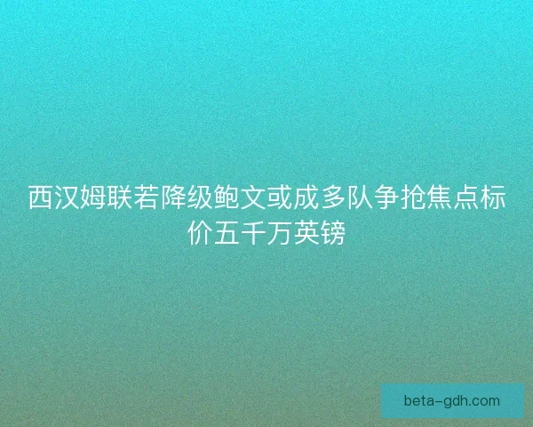西汉姆联若降级鲍文或成多队争抢焦点标价五千万英镑